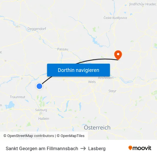 Sankt Georgen am Fillmannsbach to Lasberg map