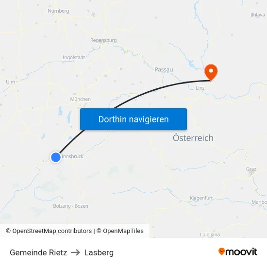 Gemeinde Rietz to Lasberg map