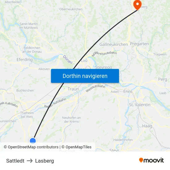 Sattledt to Lasberg map