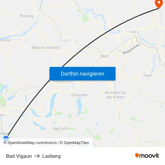 Bad Vigaun to Lasberg map