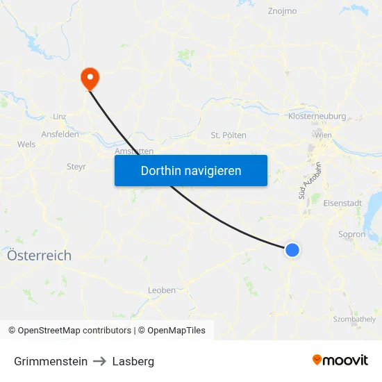 Grimmenstein to Lasberg map