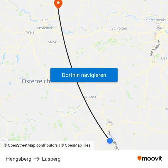 Hengsberg to Lasberg map