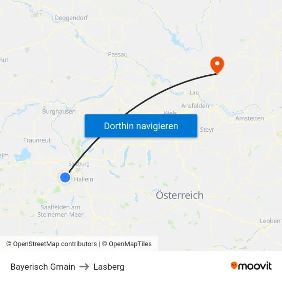 Bayerisch Gmain to Lasberg map