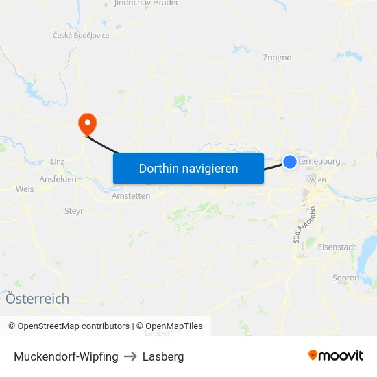 Muckendorf-Wipfing to Lasberg map