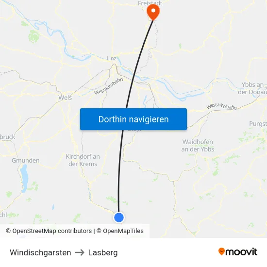Windischgarsten to Lasberg map