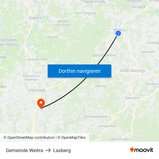 Gemeinde Weitra to Lasberg map