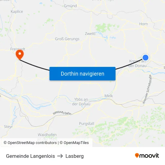Gemeinde Langenlois to Lasberg map