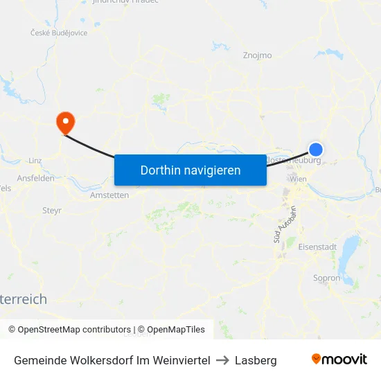 Gemeinde Wolkersdorf Im Weinviertel to Lasberg map