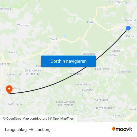 Langschlag to Lasberg map