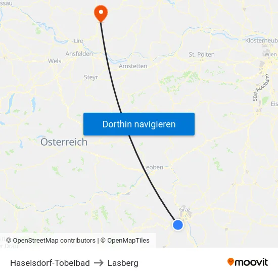 Haselsdorf-Tobelbad to Lasberg map