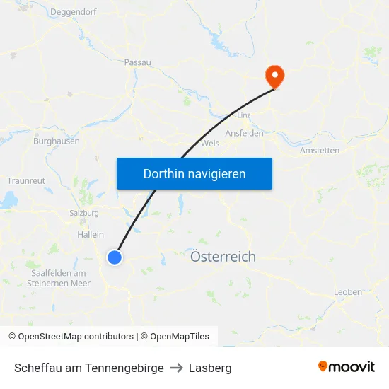 Scheffau am Tennengebirge to Lasberg map