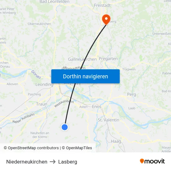 Niederneukirchen to Lasberg map