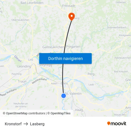 Kronstorf to Lasberg map