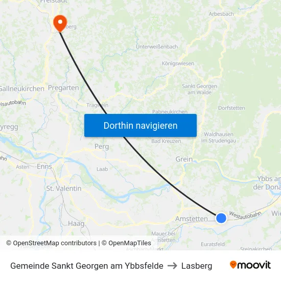 Gemeinde Sankt Georgen am Ybbsfelde to Lasberg map