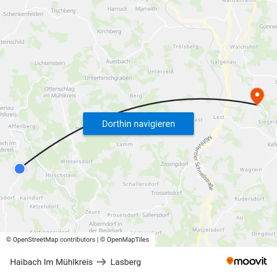 Haibach Im Mühlkreis to Lasberg map