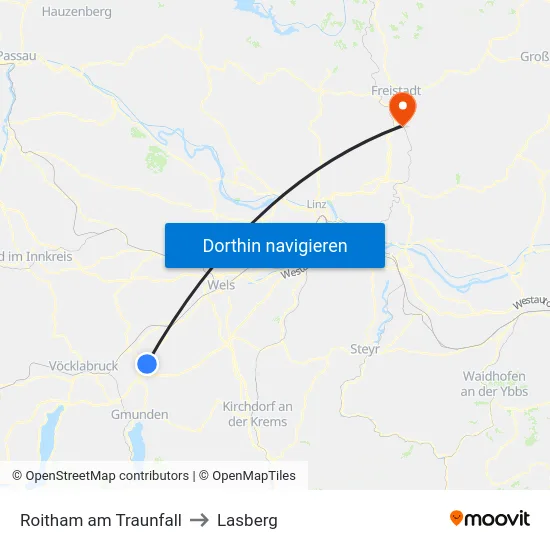 Roitham am Traunfall to Lasberg map