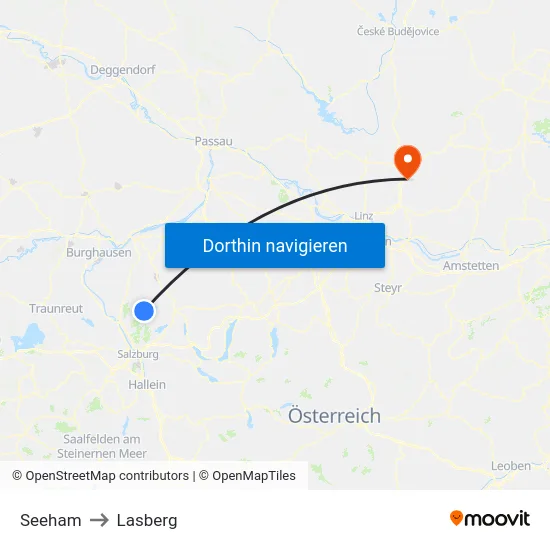 Seeham to Lasberg map