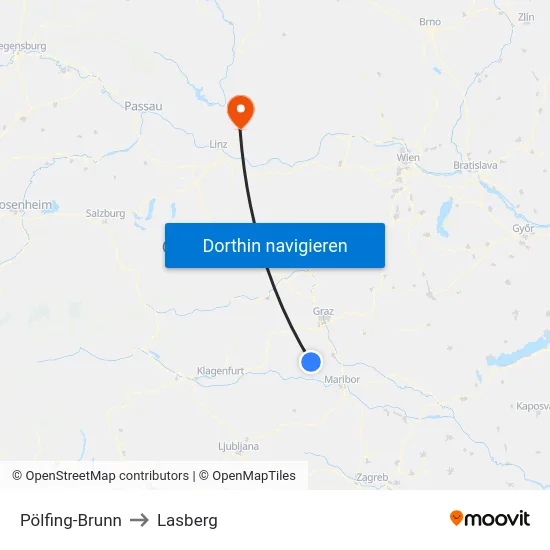 Pölfing-Brunn to Lasberg map
