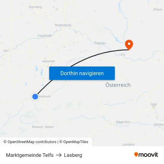 Marktgemeinde Telfs to Lasberg map