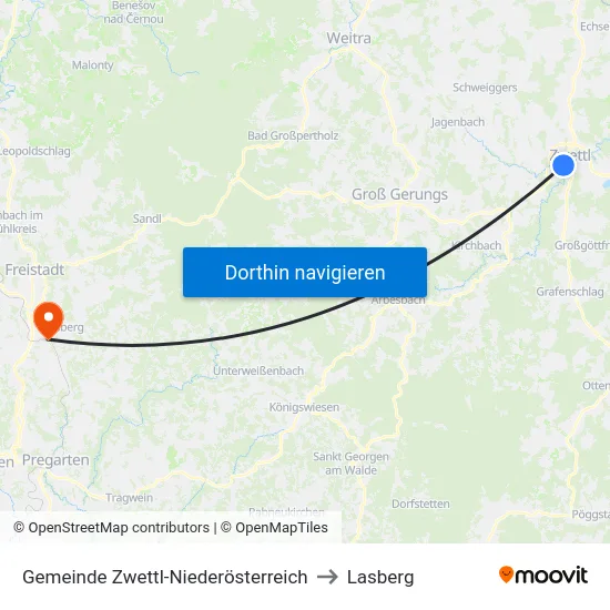 Gemeinde Zwettl-Niederösterreich to Lasberg map