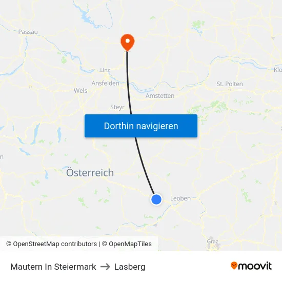 Mautern In Steiermark to Lasberg map