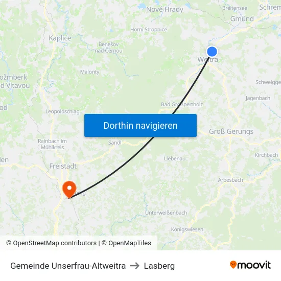 Gemeinde Unserfrau-Altweitra to Lasberg map