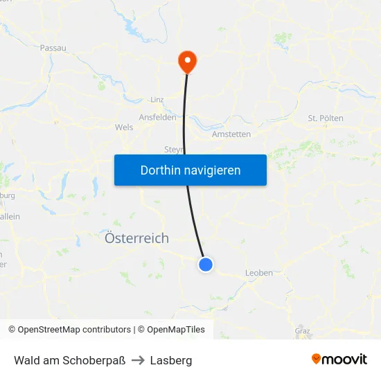 Wald am Schoberpaß to Lasberg map