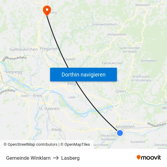 Gemeinde Winklarn to Lasberg map