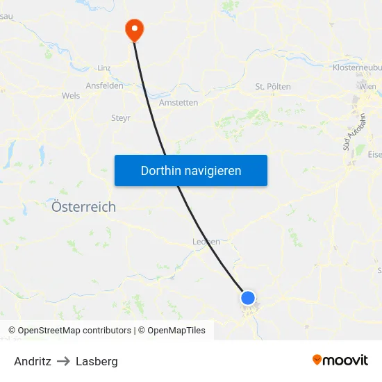 Andritz to Lasberg map
