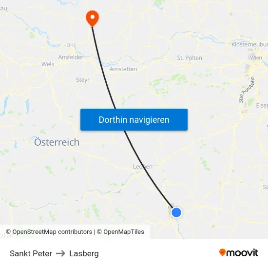 Sankt Peter to Lasberg map