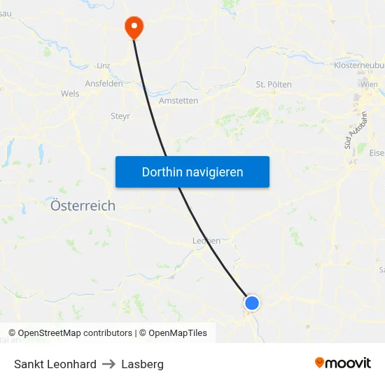 Sankt Leonhard to Lasberg map