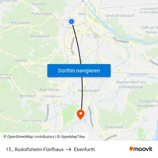 15., Rudolfsheim-Fünfhaus to Ebenfurth map