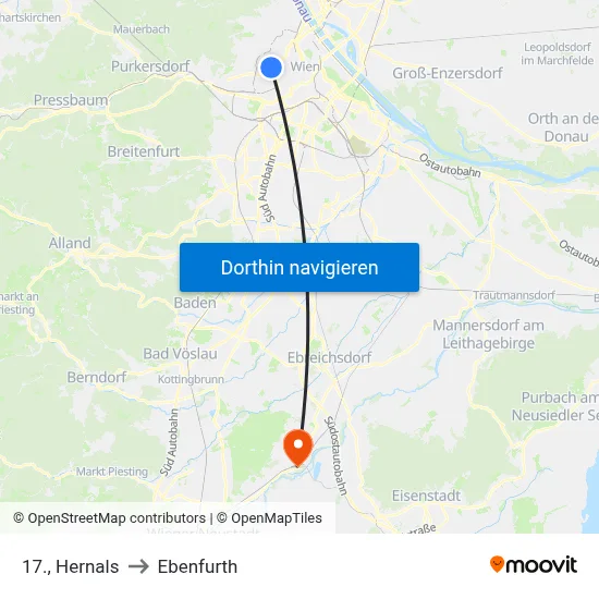 17., Hernals to Ebenfurth map