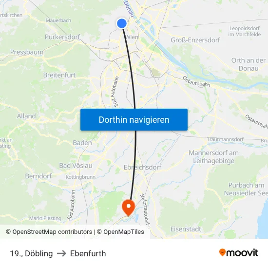 19., Döbling to Ebenfurth map