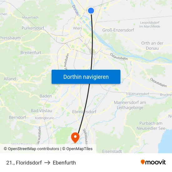 21., Floridsdorf to Ebenfurth map
