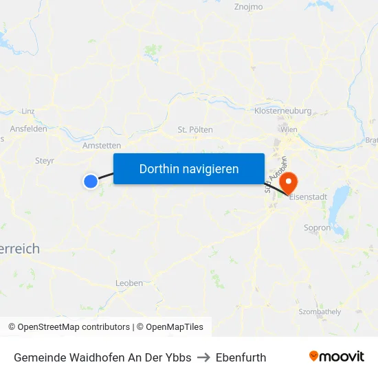 Gemeinde Waidhofen An Der Ybbs to Ebenfurth map