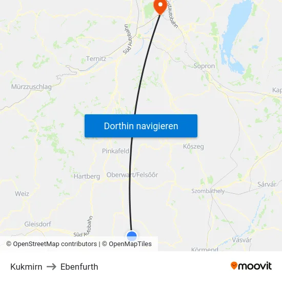 Kukmirn to Ebenfurth map