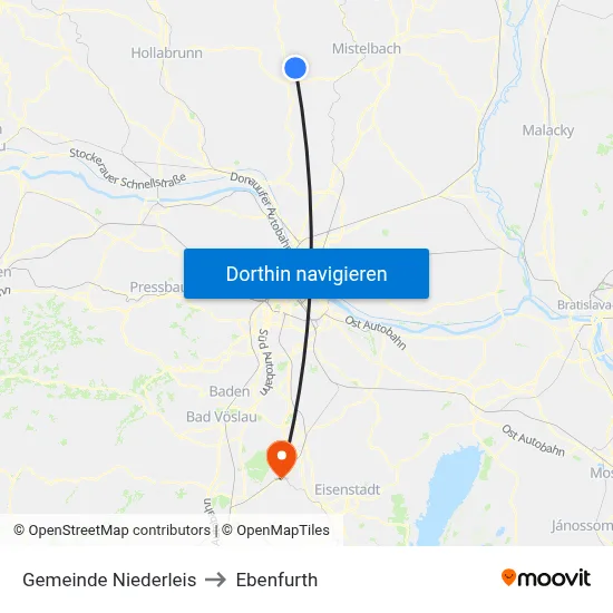 Gemeinde Niederleis to Ebenfurth map