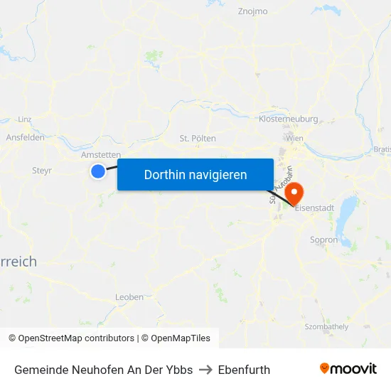 Gemeinde Neuhofen An Der Ybbs to Ebenfurth map
