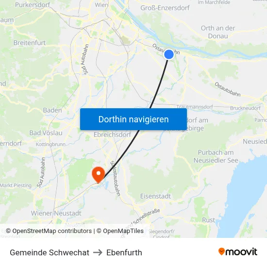 Gemeinde Schwechat to Ebenfurth map