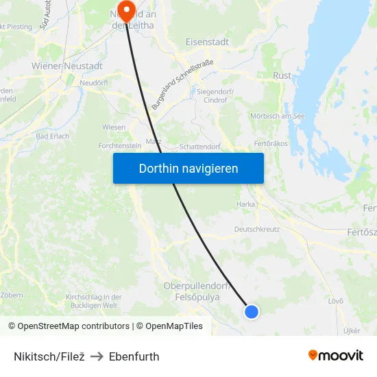 Nikitsch/Filež to Ebenfurth map