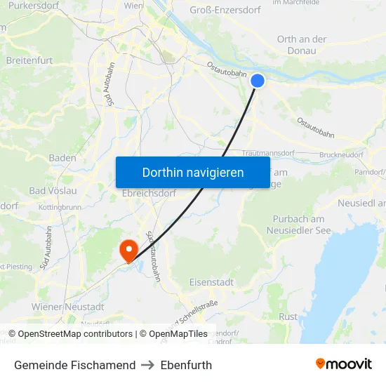 Gemeinde Fischamend to Ebenfurth map