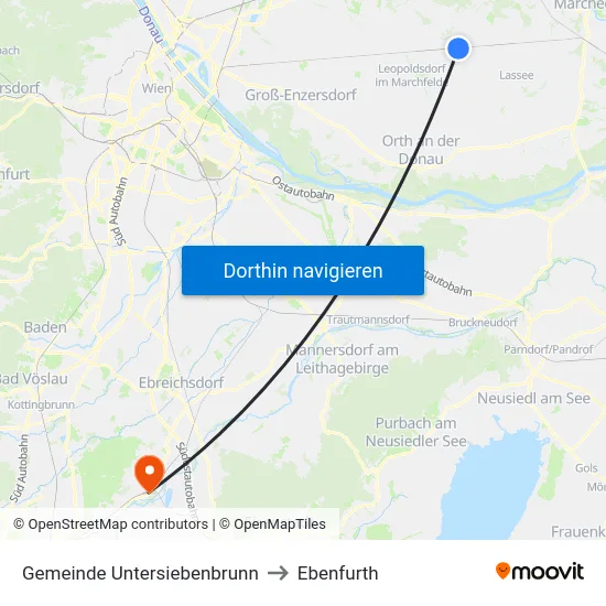 Gemeinde Untersiebenbrunn to Ebenfurth map