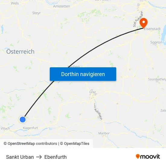 Sankt Urban to Ebenfurth map