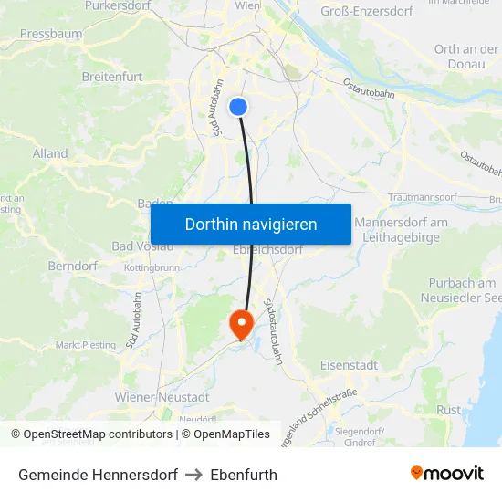 Gemeinde Hennersdorf to Ebenfurth map