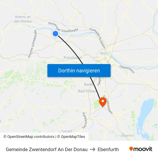 Gemeinde Zwentendorf An Der Donau to Ebenfurth map