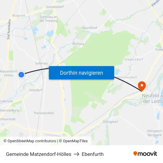 Gemeinde Matzendorf-Hölles to Ebenfurth map