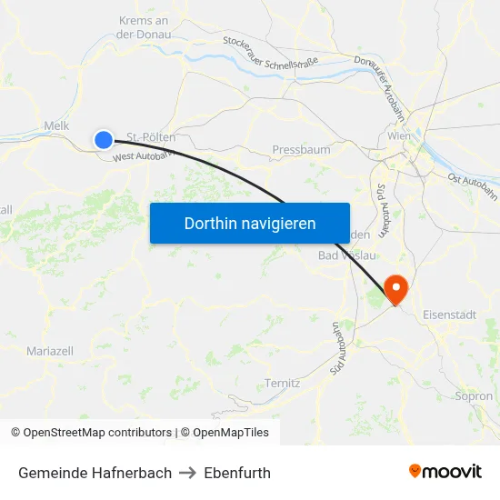 Gemeinde Hafnerbach to Ebenfurth map