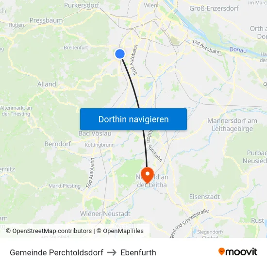 Gemeinde Perchtoldsdorf to Ebenfurth map