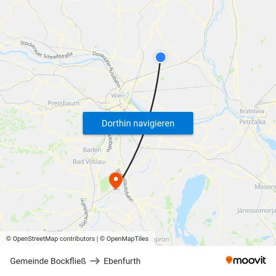 Gemeinde Bockfließ to Ebenfurth map